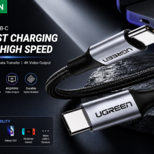 UGREEN USB-C to USB-C PD Fast Charging Cable 5A 5Gbps Gray 1.5m Braided Data Cable