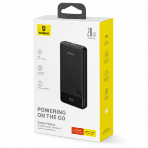 Baseus Airpow 10000mAh 20W Fast Charge Power Bank retail box packaging with original product design and PD fast charging features