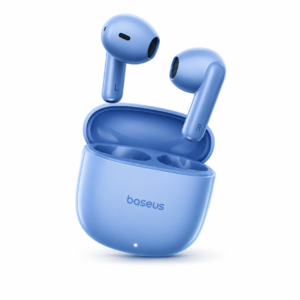Baseus Bowie E16 Blue TWS Bluetooth Earbuds Blue isolated product image with Bluetooth 5.3, 13mm Dynamic Driver and charging case