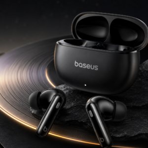 Baseus Bowie M2s Cluster Black ANC TWS Earbuds with Charging Case Premium Luxury Black Background