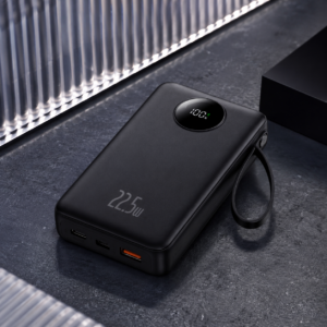 Baseus Qpow Pro 20000mAh 22.5W Black Power Bank with Digital Display and Built-in Type-C Cable