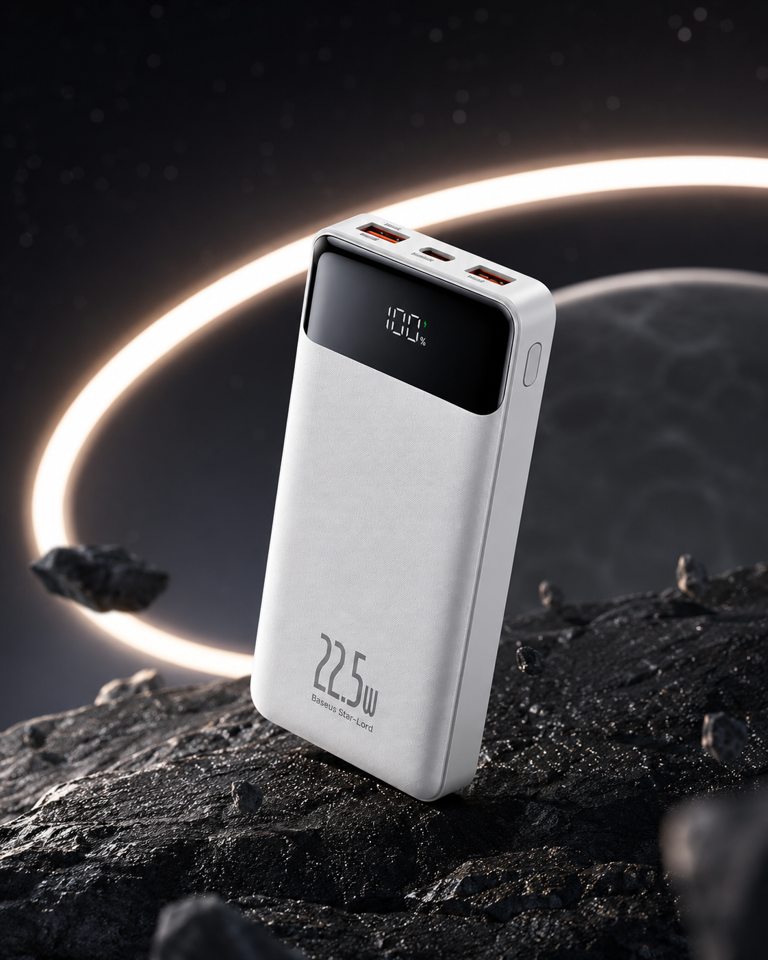 Baseus Star-Lord 10000mAh 22.5W Power Bank Space Edition | DFL Express Baseus Star-Lord 10000mAh 22.5W Fast Charging Power Bank in a futuristic space-themed background with LED digital display and premium portable design.