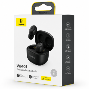 Baseus WM01 True Wireless Earbuds Retail Box Black NGTW240001 Packaging