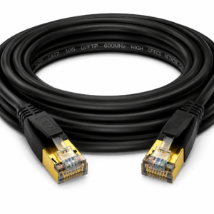 High Speed CAT7 10Gigabit Network Cable 3M Black with premium gold-plated RJ45 connectors, round cable design, 10Gbps Ethernet speed, and 600MHz bandwidth.