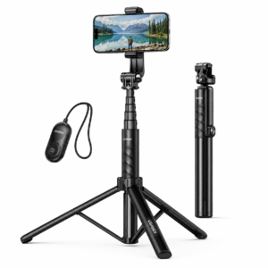 UGREEN 180cm Bluetooth Selfie Stick Tripod Pro with detachable Bluetooth remote, foldable tripod stand, and smartphone holder on a clean white background.