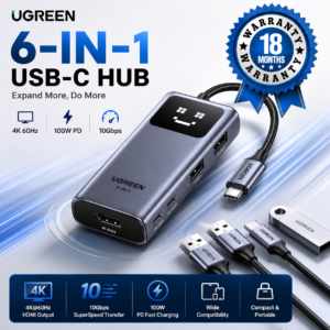 UGREEN 6-in-1 USB-C Hub with official 18 months warranty