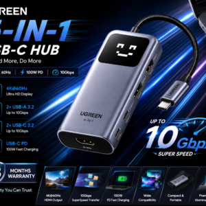 ugreen-6-in-1-usb-c-hub-4k-100w-pd-10gbpsdfl2 UGREEN 6-in-1 USB-C Hub high-speed 10Gbps data transfer and 100W PD charging