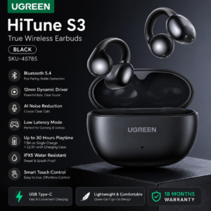UGREEN HiTune S3 True Wireless Earbuds Black SKU-45785 | Bluetooth 5.4 | 18 Months Warranty UGREEN HiTune S3 True Wireless Earbuds Black with Bluetooth 5.4, AI Noise Reduction, 30 Hours Playtime and 18 Months Warranty