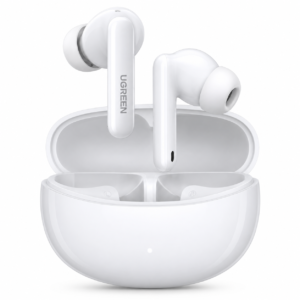 UGREEN HiTune T3 Pro Active Noise Cancelling Wireless Earbuds with charging case isolated on white background
