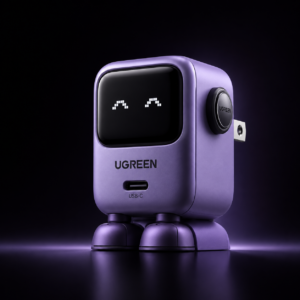UGREEN Uno RG 30W GaN USB-C Fast Charger Purple retail box with robot-inspired design, PD fast charging support, and 18 months warranty