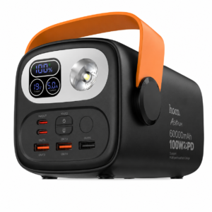 HOCO DB160 Astrum 60000mAh 100W PD Fast Charging Power Bank with LED Display, Flashlight and Desktop Lamp – Black