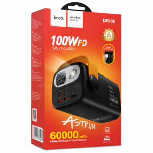 HOCO DB160 Astrum 60000mAh 100W PD Power Bank Retail Box Packaging with Desktop Lamp & Fast Charging Features