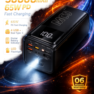 HOCO DB81A Apollo 50000mAh 65W PD Fast Charging Power Bank with LED Flashlight, Digital Display, 4 USB, Dual Type-C & 06 Months Warranty