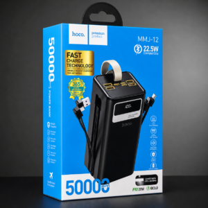 HOCO MMJ-12 50000mAh 22.5W Fast Charging Power Bank Retail Box with Built-in Cables and LED Display