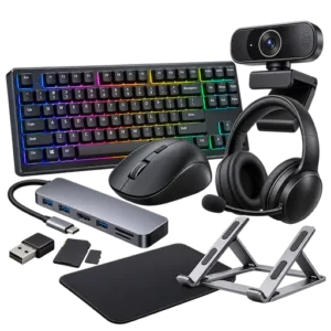 Computer Accessories category icon with keyboard, mouse, headset, webcam, USB hub and laptop stand