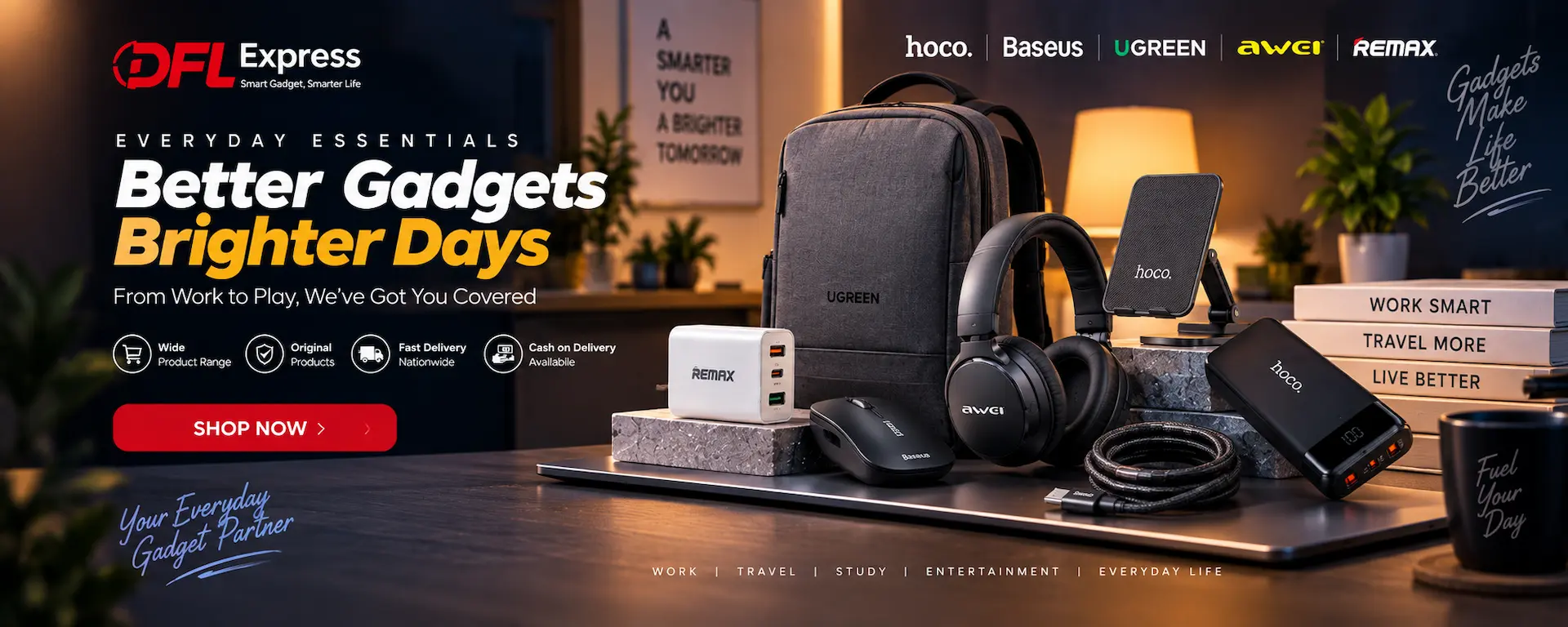 DFL Express everyday gadgets and premium tech accessories hero banner