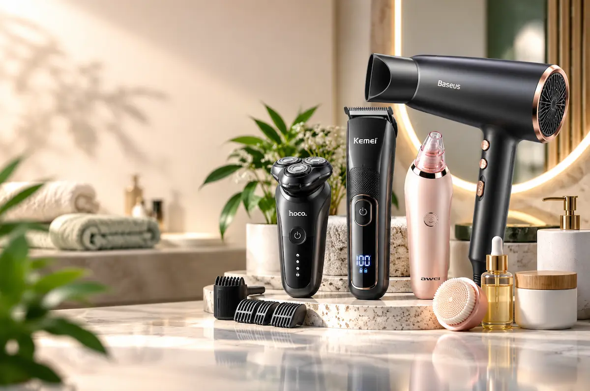 Personal Care and Grooming Devices with Trimmer Shaver Hair Dryer and Skincare Tools
