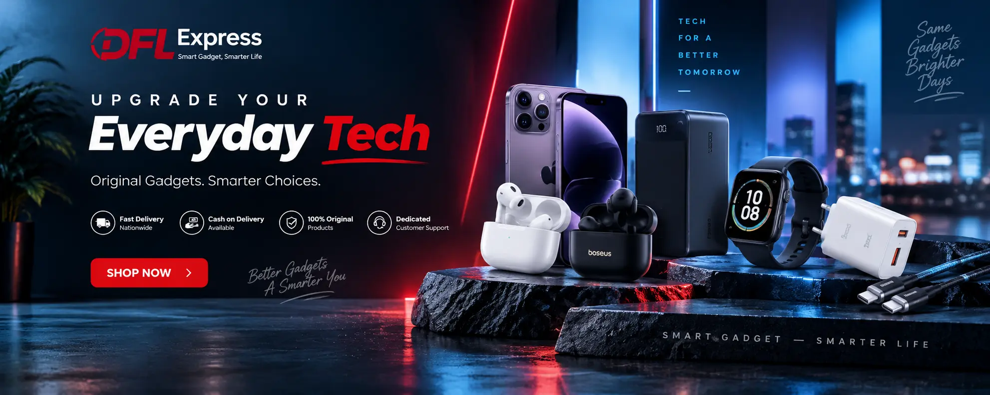 DFL Express premium smart gadgets and tech accessories hero banner