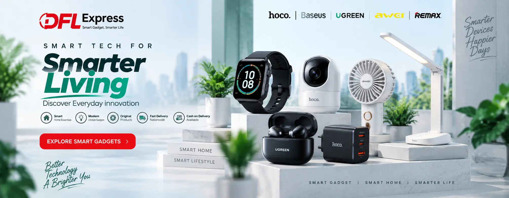 DFL Express smart gadgets smartwatch smart home and lifestyle accessories hero banner