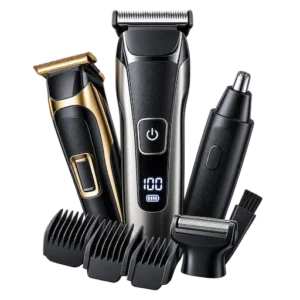 Trimmer category icon with electric hair trimmers and grooming accessories