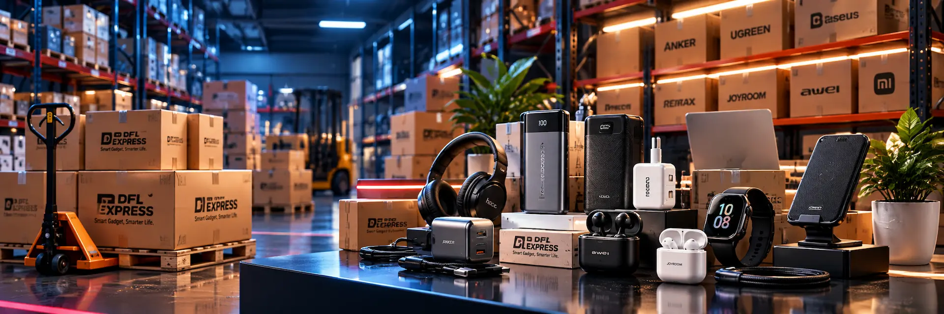 DFL Express Wholesale B2B Gadget Warehouse with Power Banks Chargers Earbuds Smartwatch and Accessories