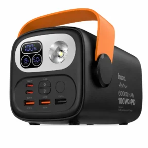 HOCO DB160 Astrum 60000mAh 100W PD Fast Charging Power Bank with LED Display, Flashlight and Desktop Lamp – Black