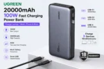 UGREEN 20000mAh 100W Fast Charging Power Bank with USB-C PD, LED Display, 3-Port Output and 18 Months Warranty